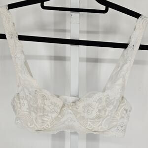 Vintage 1990s Lilyette Womens Sz 36A Demi Bra Solid White Lace 0857